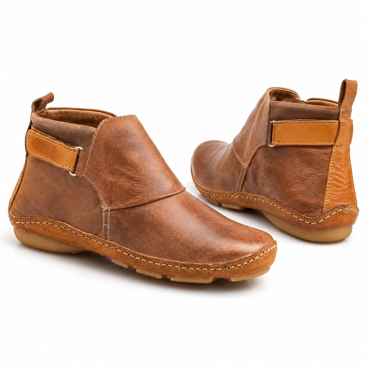 Women's Leather Ankle Boots Elegant Chic Low Heel Everyday Smart Casual