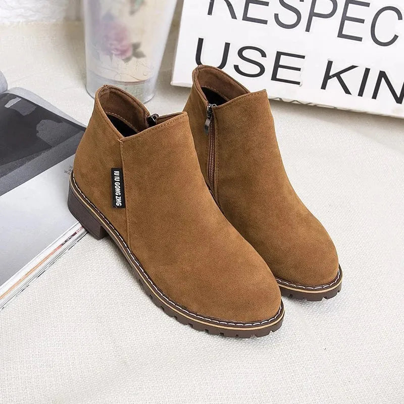Women's Winter Boots Block Heel Side Zip Ankle Bootie Casual Everyday