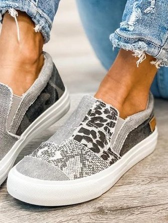 Patchwork Sneakers Comfortable Casual Shoes Animal Print Style