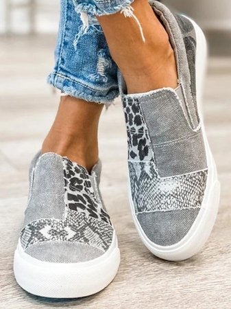 Patchwork Sneakers Comfortable Casual Shoes Animal Print Style