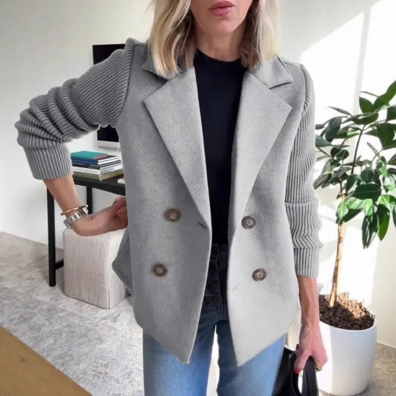 Women's Double Breasted Blazer Notched Lapel Tailored Work Smart Casual