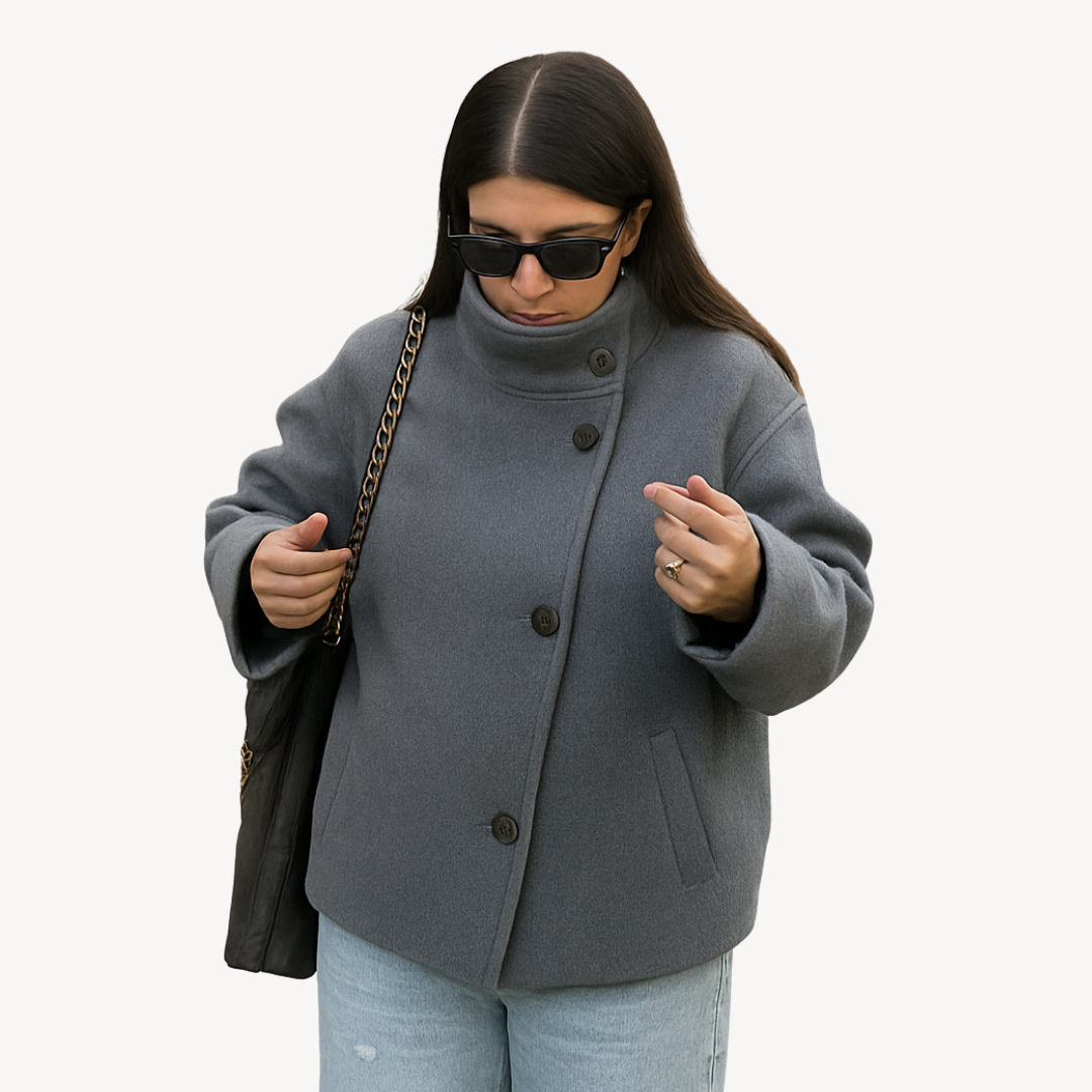 Women's Winter Coat Button Closure Tailored Elegant Warm Jacket