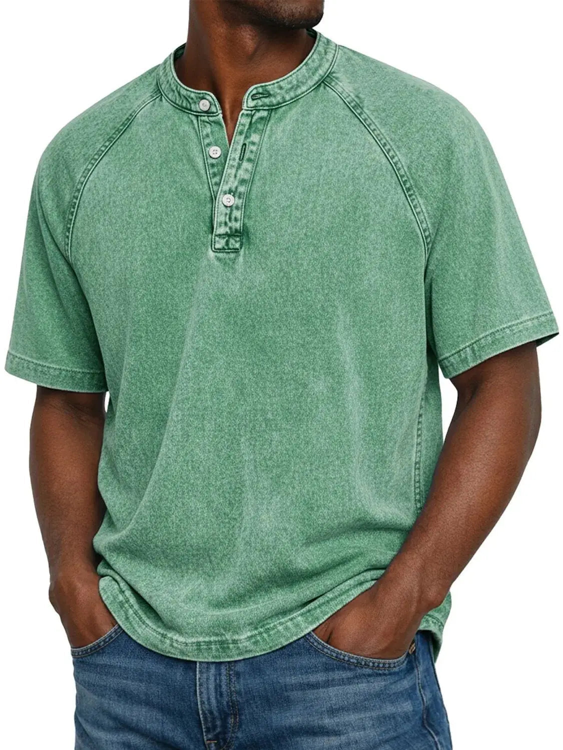 Ethan Murphy men's henley shirt in Green