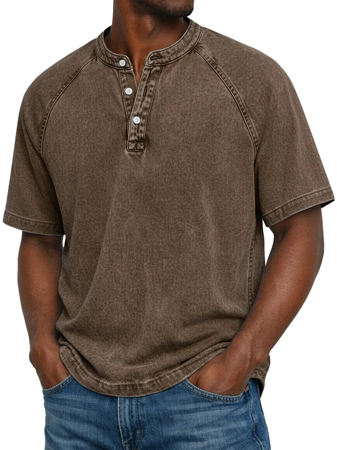 Ethan Murphy men's henley shirt in Brown