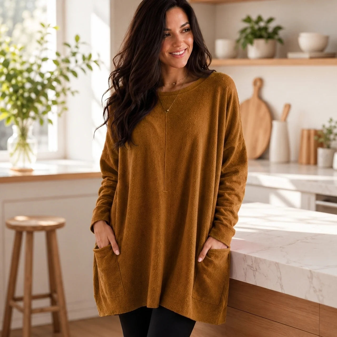 Women's Long Sweater Casual Modern Knit Top Comfortable Everyday