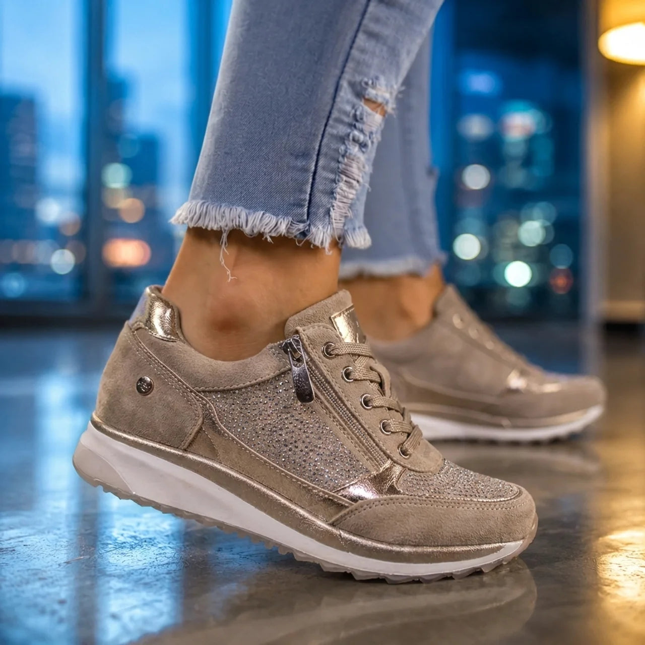 Women's Orthopedic Shoes with Zip Side Comfortable Everyday Sneakers