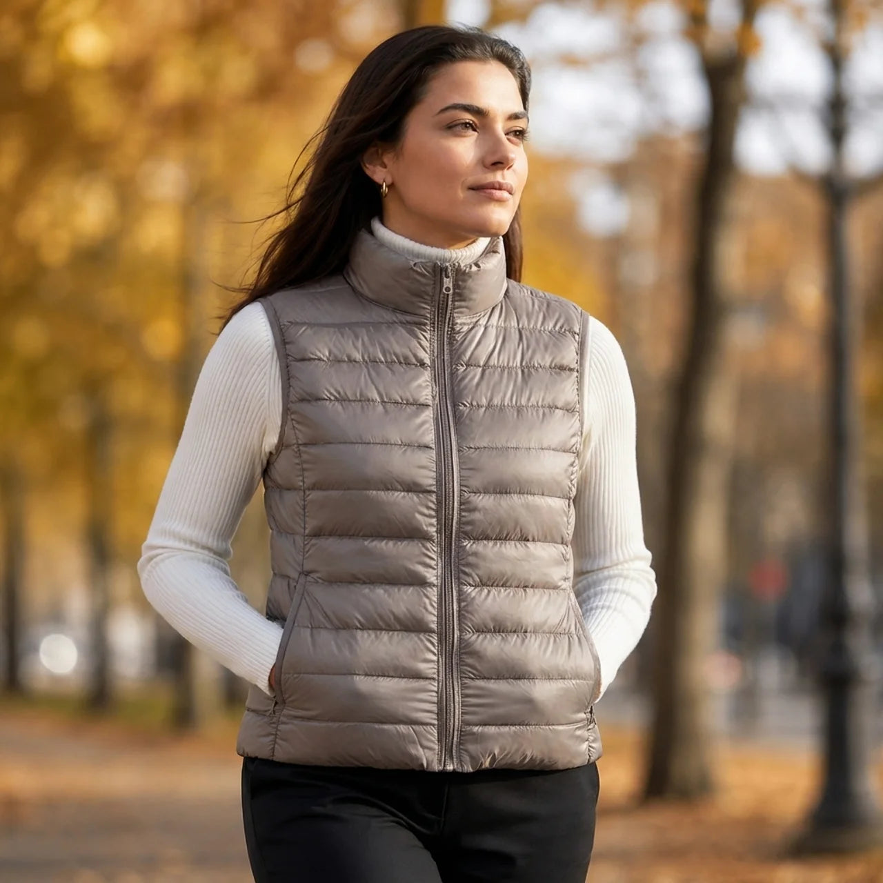 Women's Sleeveless Puffer Vest Lightweight Warm Quilted Gilet Layering