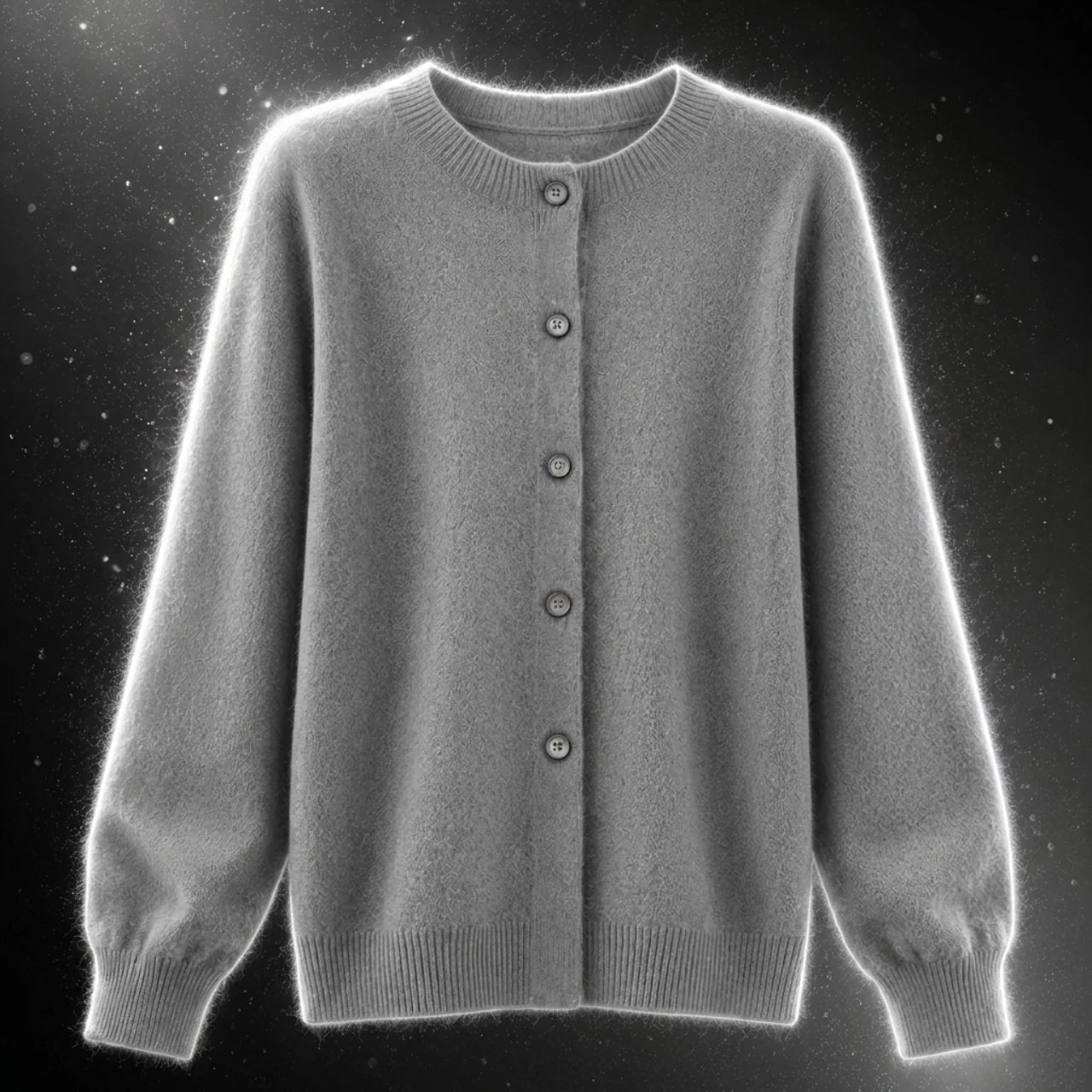 Women's Merino Wool Cardigan O-Neck Cashmere Jumper Warm Knit