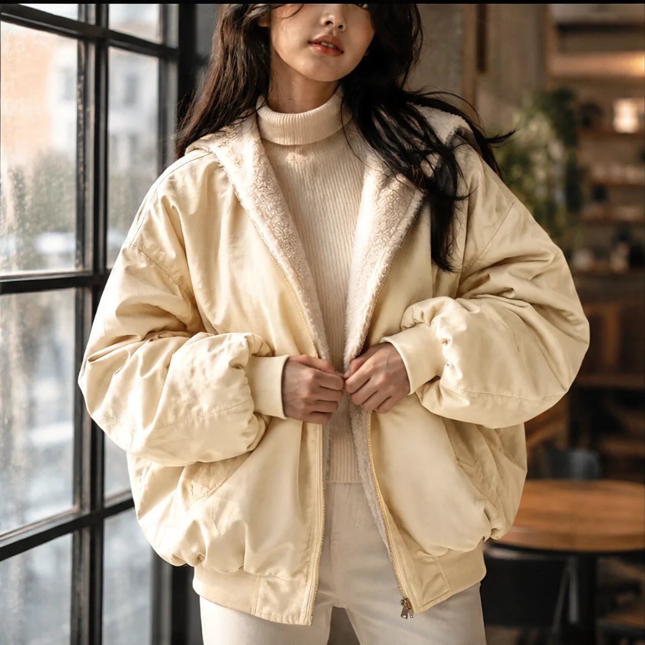 Women's Winter Coat Padded Hood Structured Warm Casual Everyday