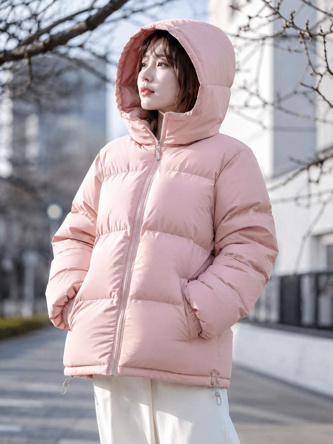 Women's Winter Coat with Hood Quilted Padded Warm Stylish