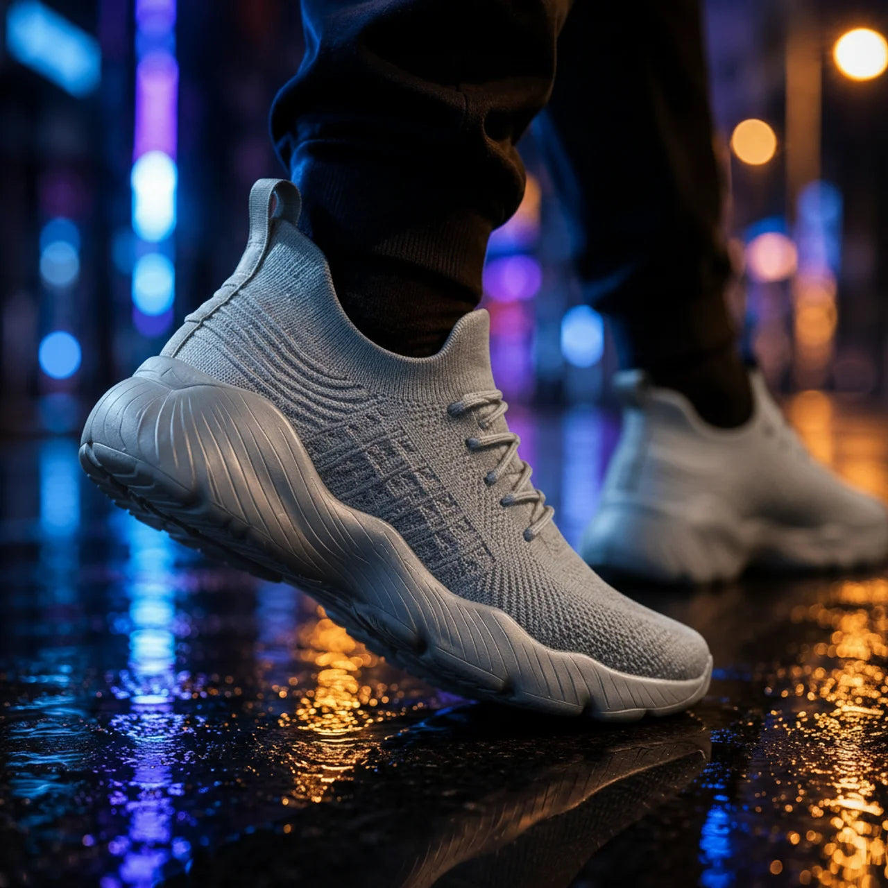 Orthopedic Sneakers Knit Mesh Lace-Up Flexible Cushioned Sole Everyday Comfort
