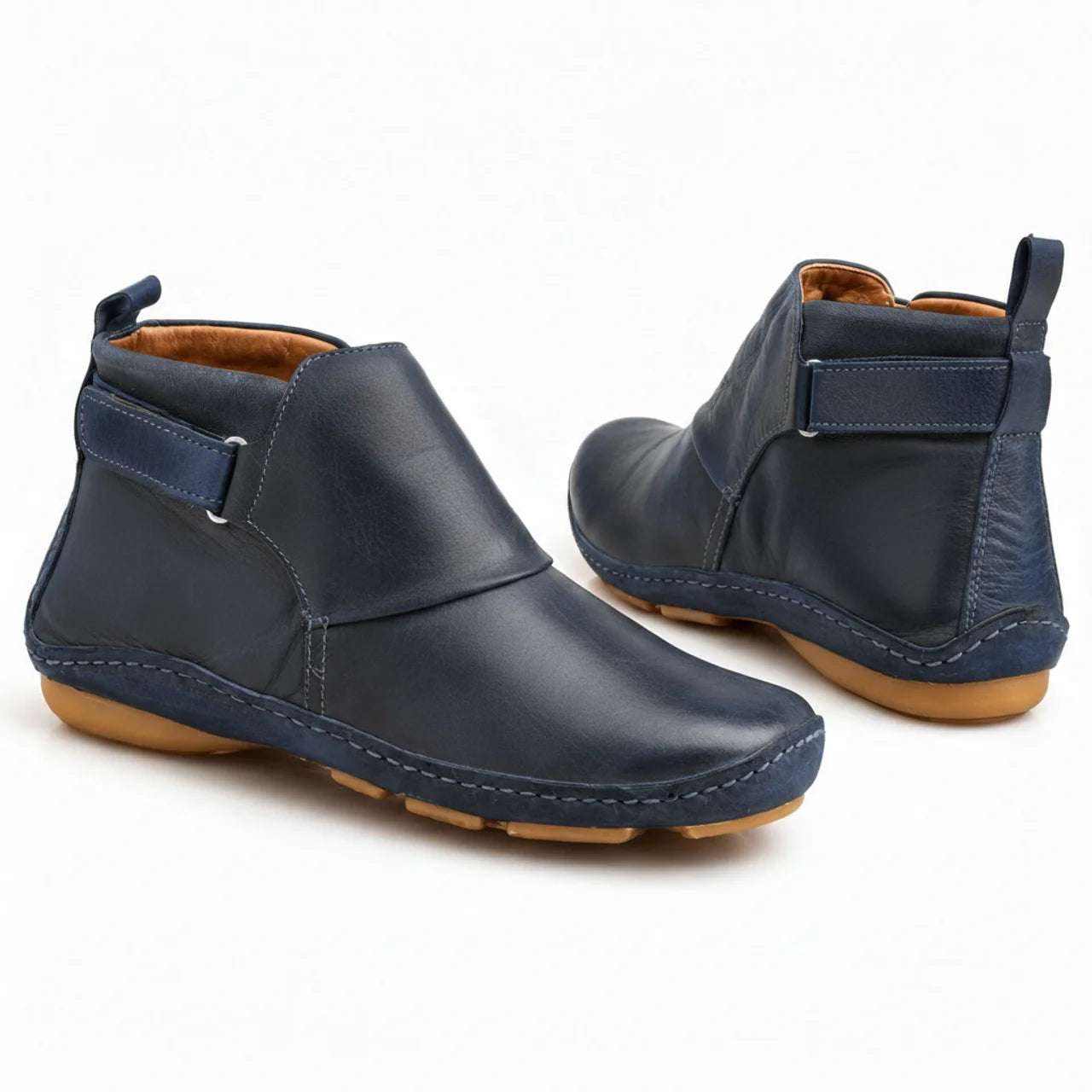 Women's Leather Ankle Boots Elegant Chic Low Heel Everyday Smart Casual