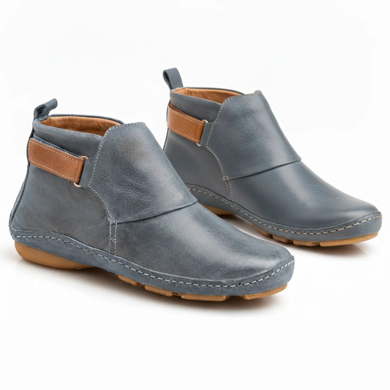 Women's Leather Ankle Boots Elegant Chic Low Heel Everyday Smart Casual