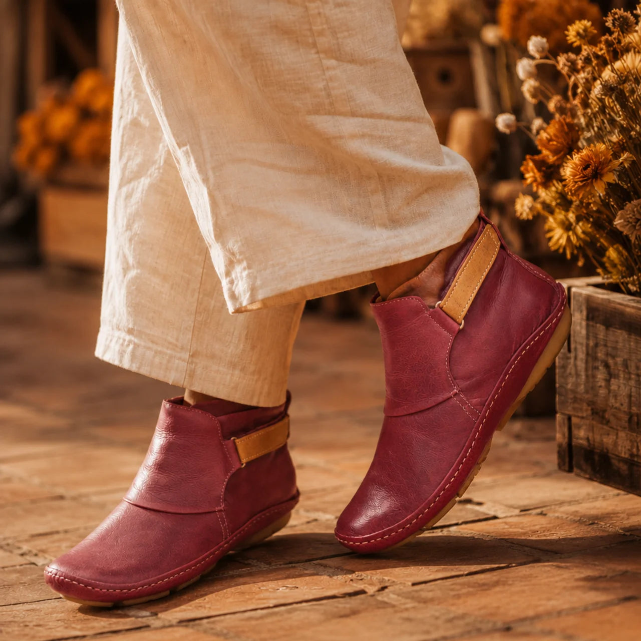 Women's Leather Ankle Boots Elegant Chic Low Heel Everyday Smart Casual