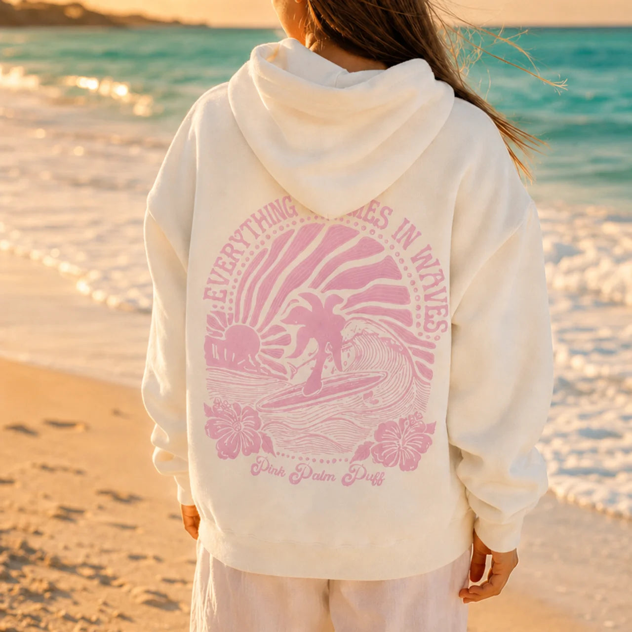 Oversized Surf Hoodie Comfortable Casual Loose Fit Graphic Print