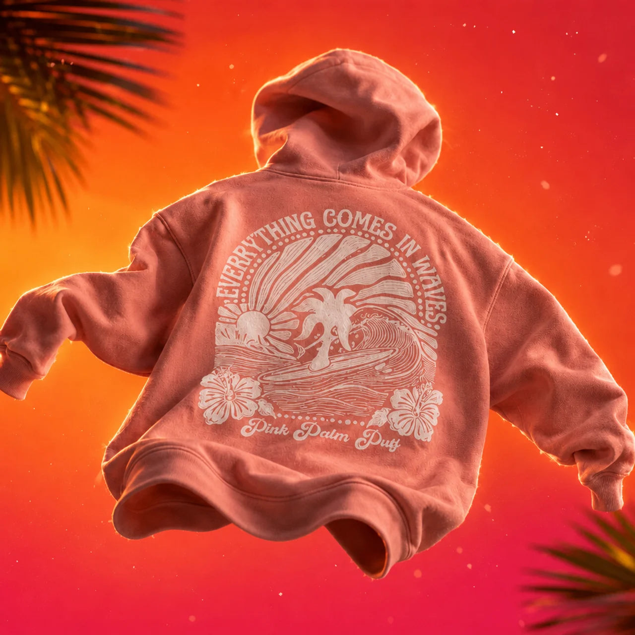Oversized Surf Hoodie Comfortable Casual Loose Fit Graphic Print