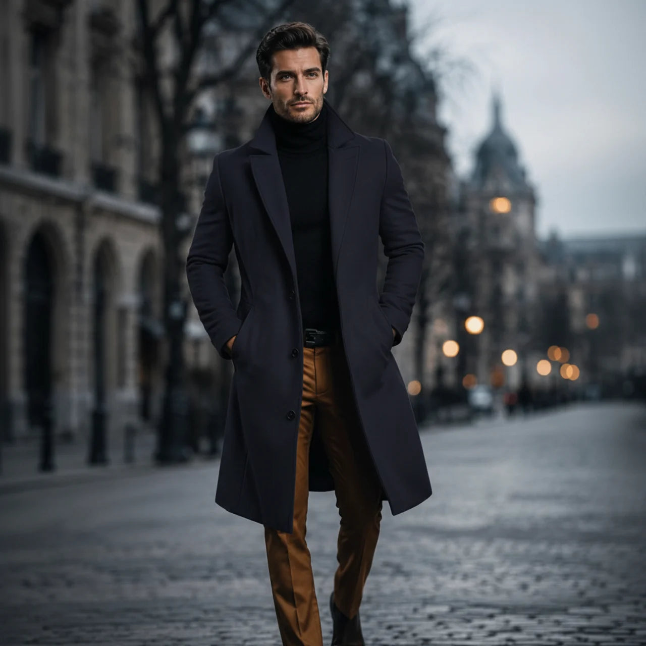 Men's Winter Coat Classic Structured Formal Casual Everyday Charcoal