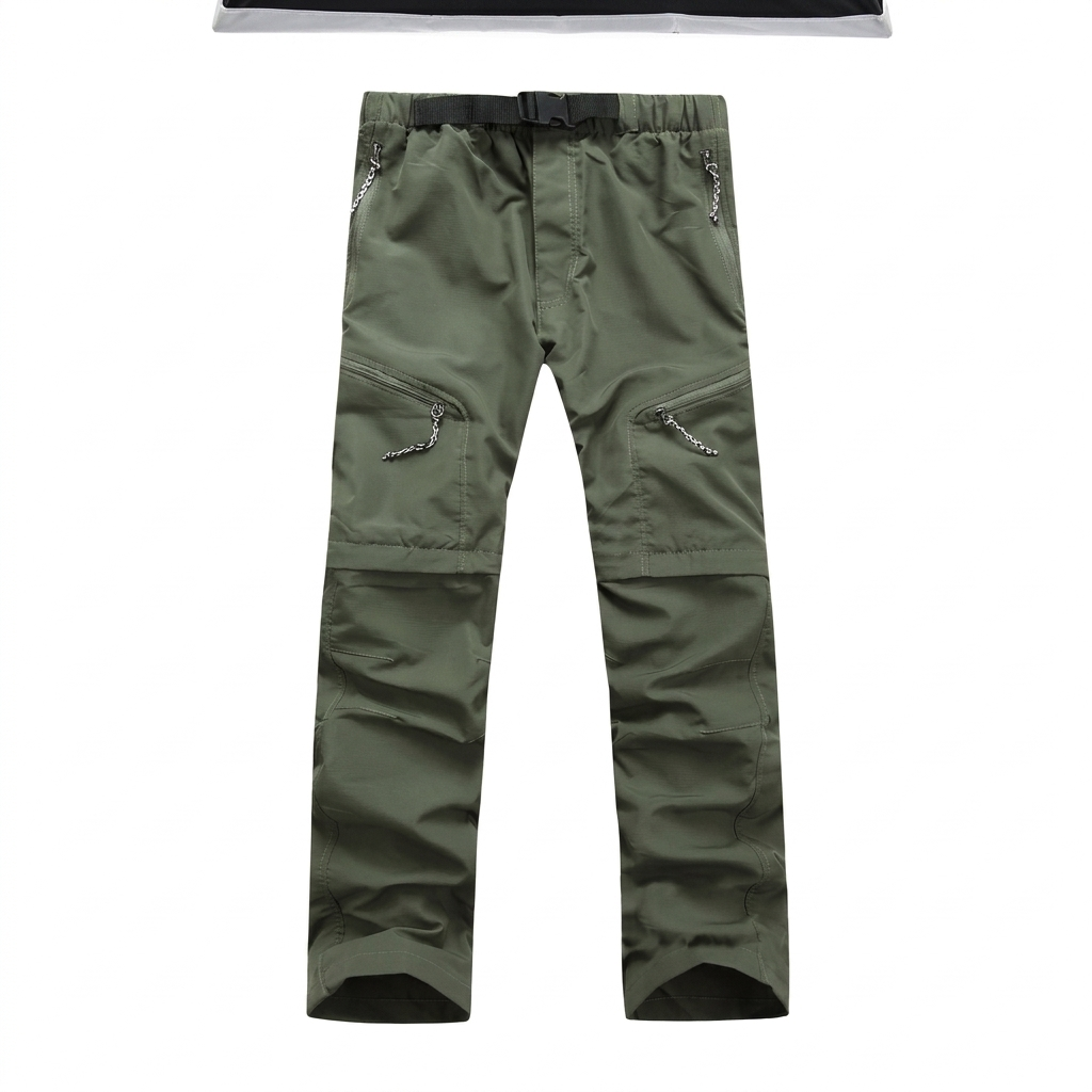 Men's Convertible Zip-Off Hiking Pants Elastic Waistband Multi-Pocket