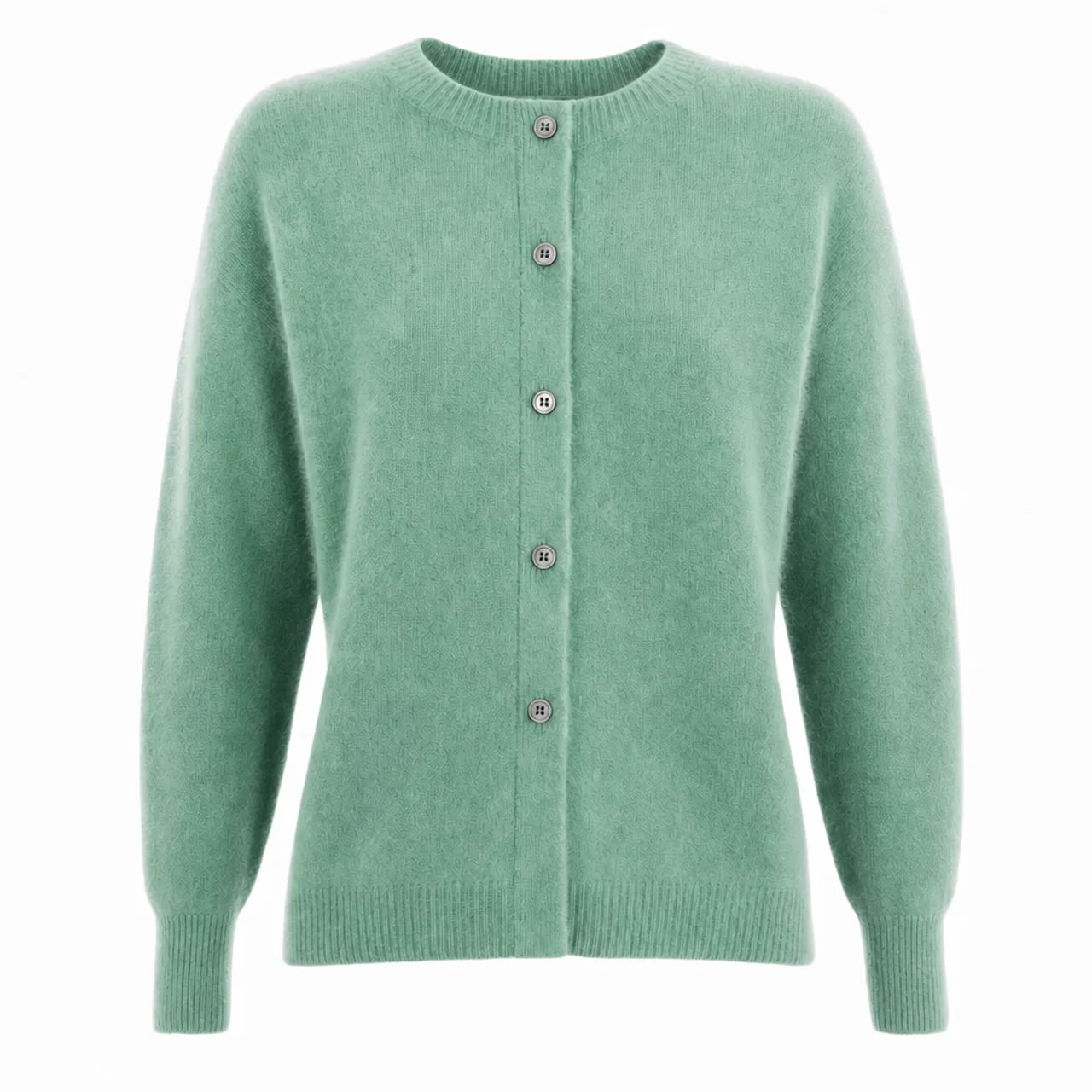 Women's Merino Wool Cardigan O-Neck Cashmere Jumper Warm Knit