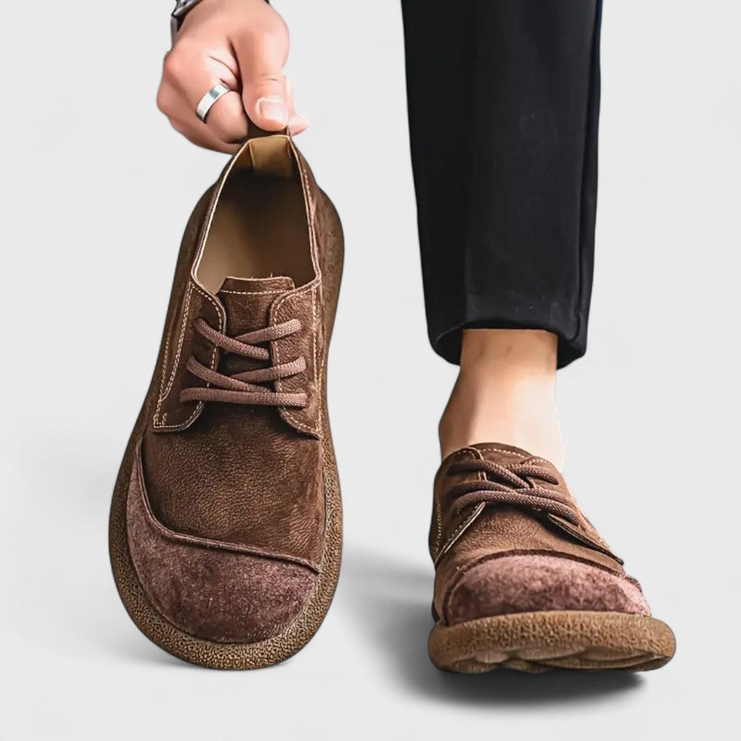 Men's Calf Leather Shoes Rough Grain Casual Business Durable