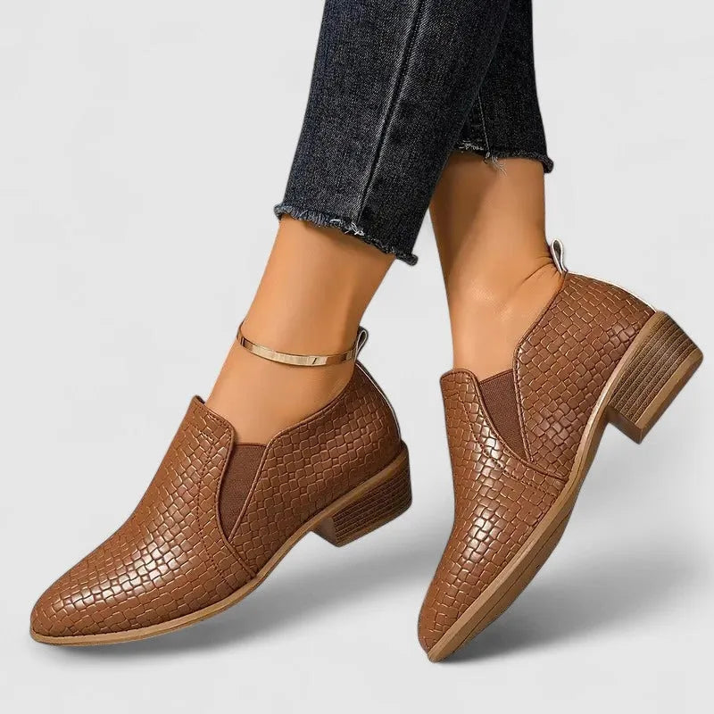 Women's Loafers Crocodile Print Block Heel Slip-On Smart Casual Shoes