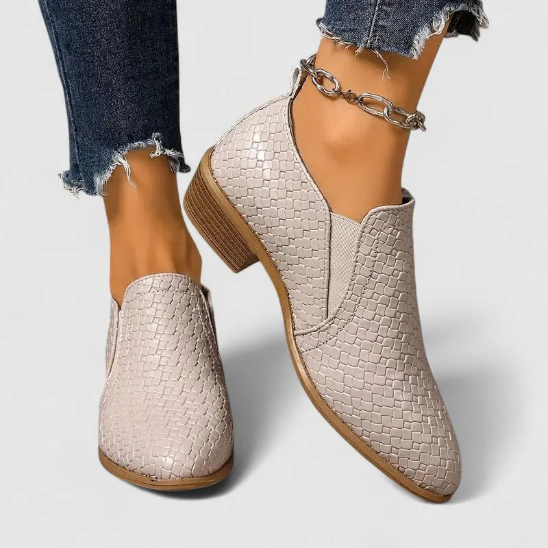 Women's Loafers Crocodile Print Block Heel Slip-On Smart Casual Shoes