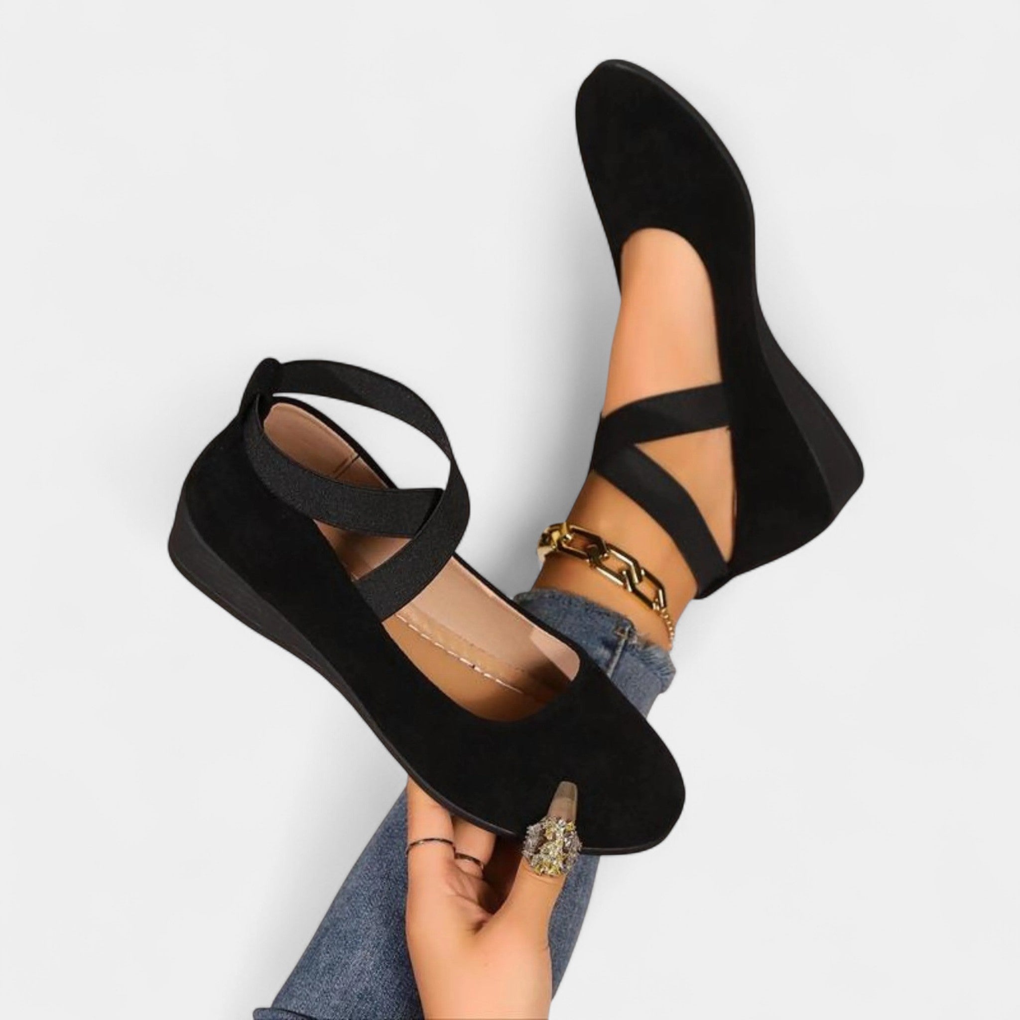 Bellina Flat Sandals Elegant Leather Gold Details Womens Casual Formal