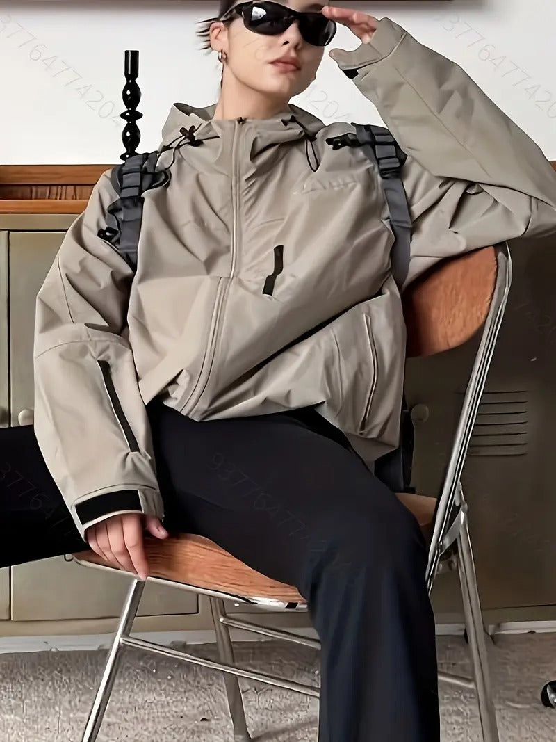 Women's Winter Windbreaker Jacket Hooded Loose Fit Casual Everyday