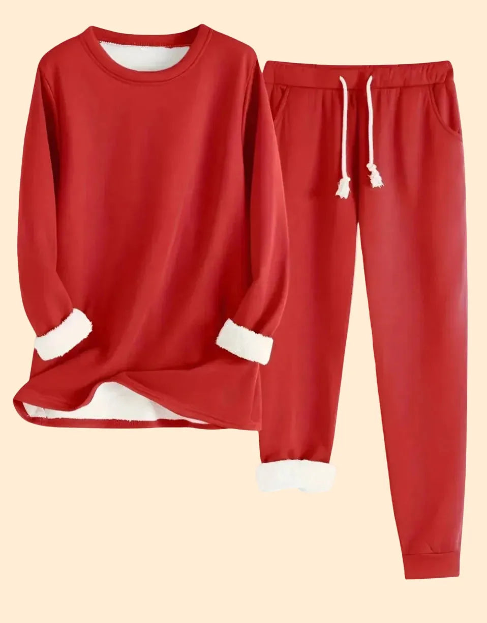 Women's Loungewear Set Oversized Crewneck Top Tapered Joggers Fleece Cuffs