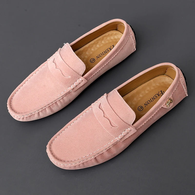 Men's Penny Loafers Slip On Round Toe Casual Suede-Look Moccasin