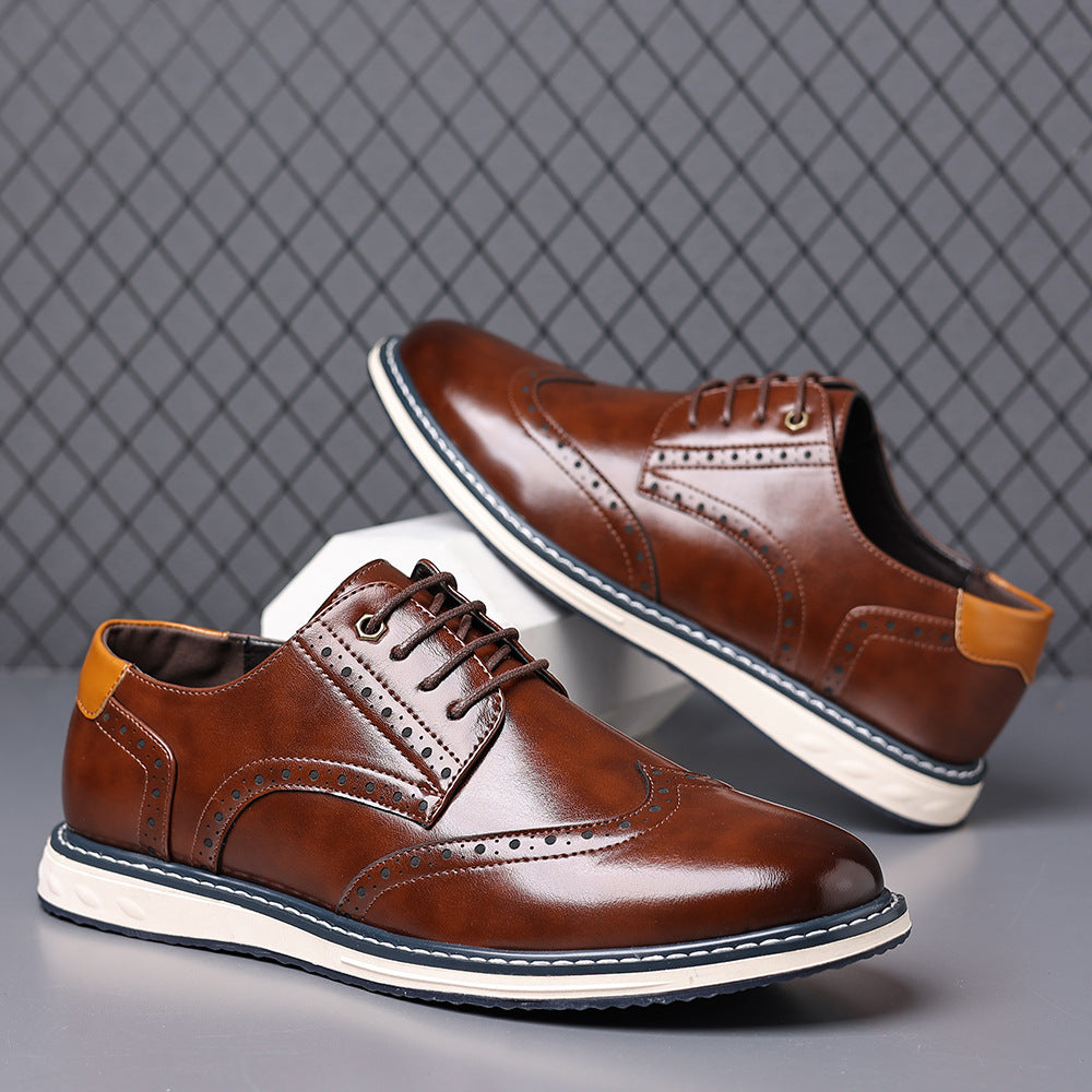 Men's lace-up brogue dress shoes with wingtip detailing