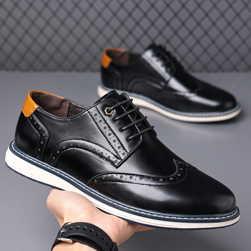 Men's lace-up brogue dress shoes with wingtip detailing