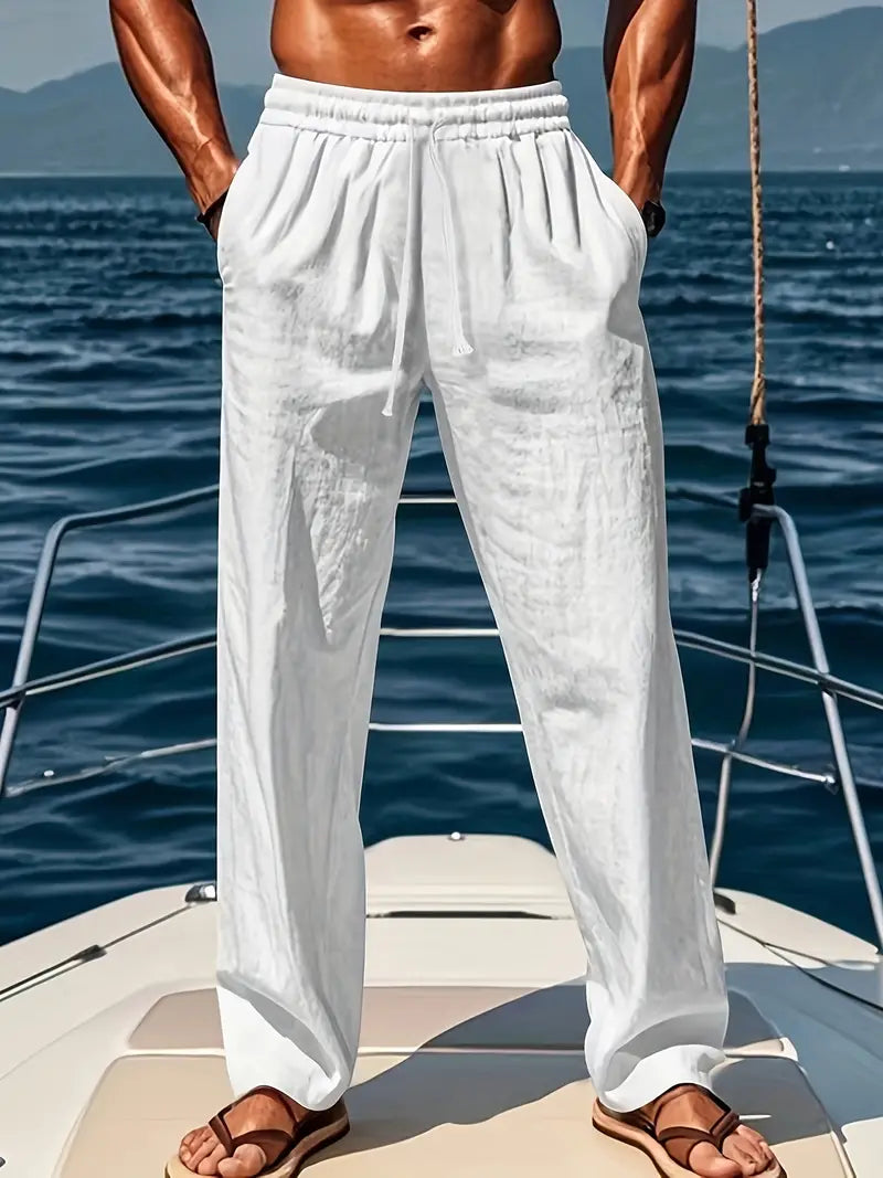 Men's straight-leg pants with a drawstring waist