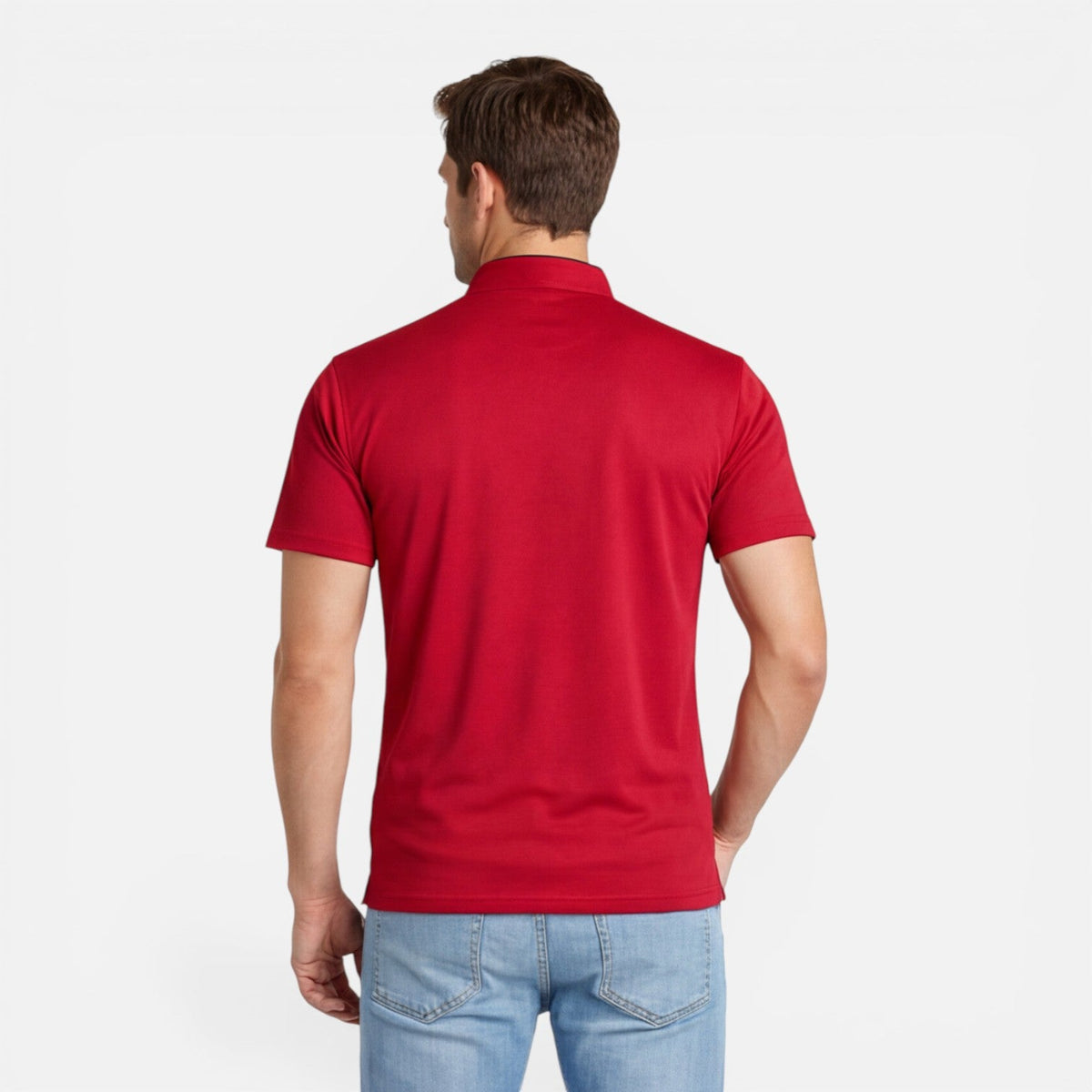 Men's short-sleeve Henley shirt with a button front