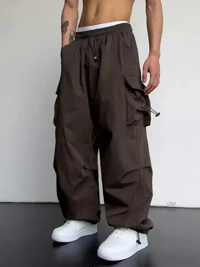 Men's wide-leg trousers with a drawstring waist