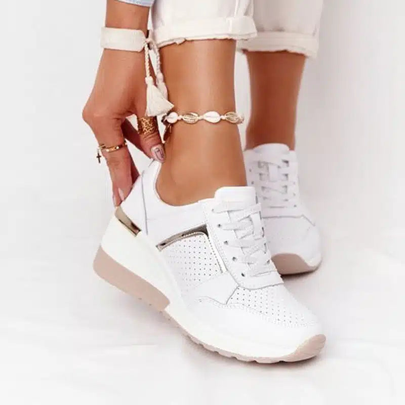 Women's Orthopedic Sneakers White Leather Comfort Support Shoes