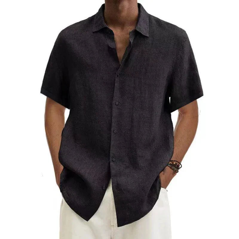 Adriaan | White Linen Button Down Shirt for Men-2