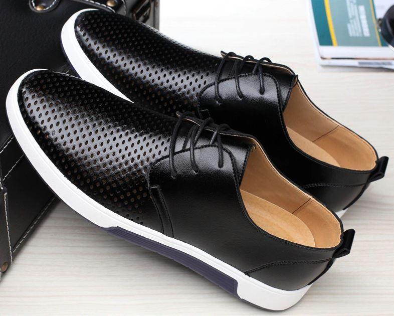 Men's Casual Lace Up Shoes Perforated Upper Flat Sole Everyday