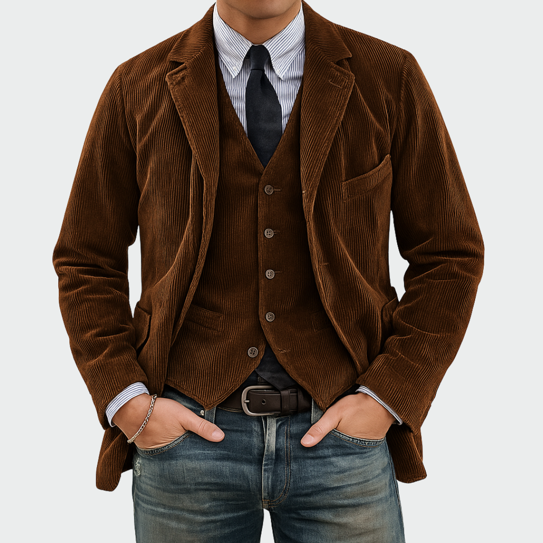 Men's Blazer and Vest Set Tailored Two-Piece Formal Suit Jacket Smart Slim Fit Wedding Dinner Party Office Occasion Outfit