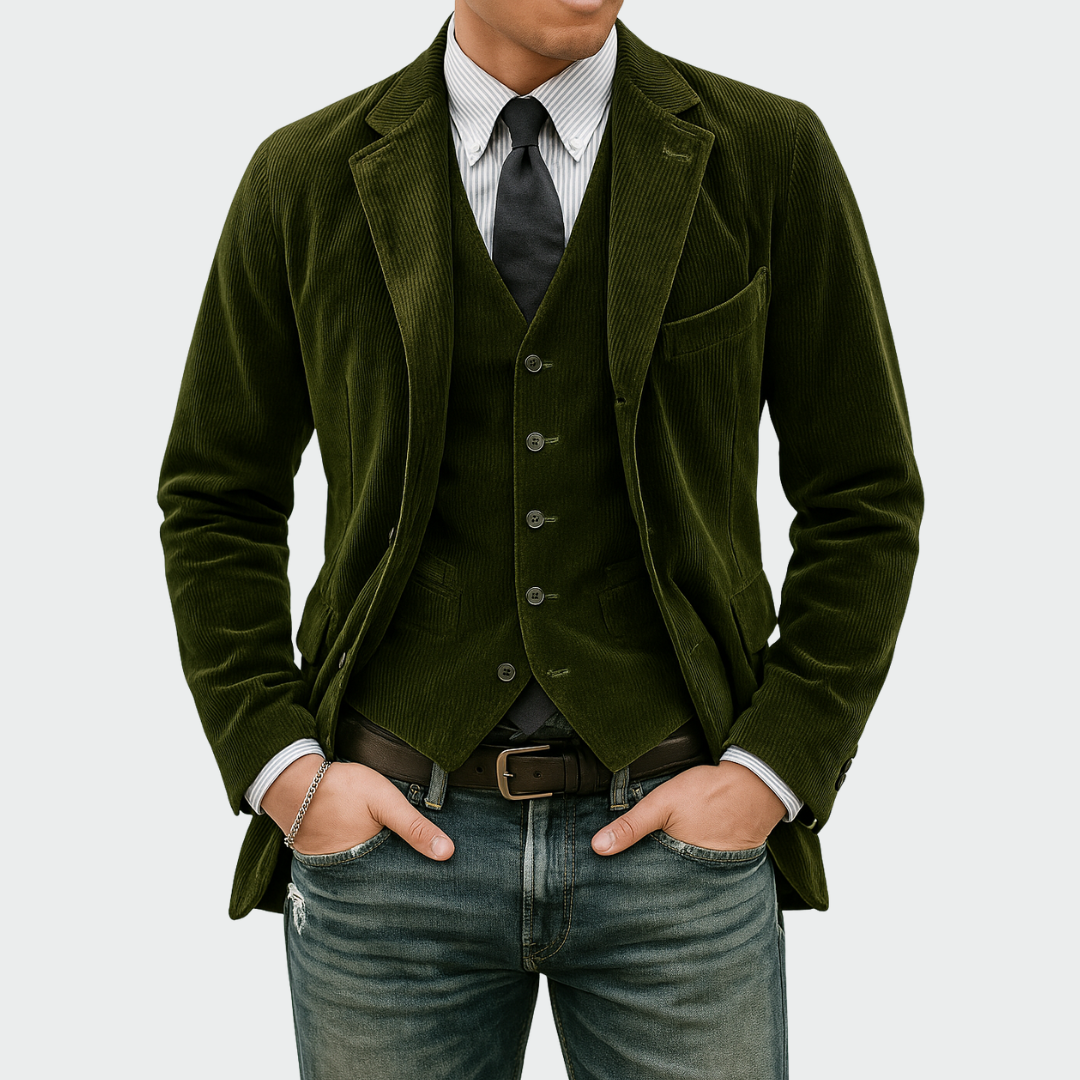 Men's Blazer and Vest Set Tailored Two-Piece Formal Suit Jacket Elegant Smart Casual