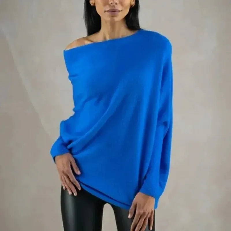 Asymmetric Cashmere Blend Jumper Women Elegant Comfortable Soft Knit