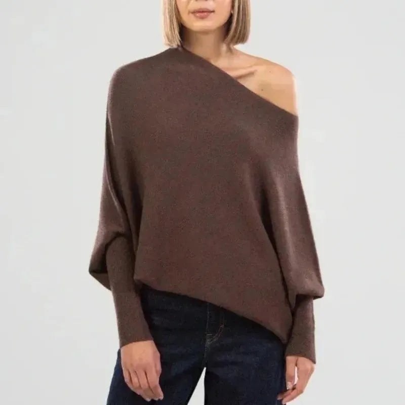 Asymmetric Cashmere Blend Jumper Women Elegant Comfortable Soft Knit