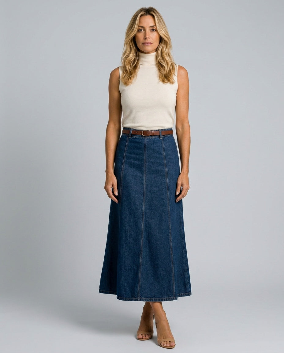 Vera women's maxi skirt in Dark Blue