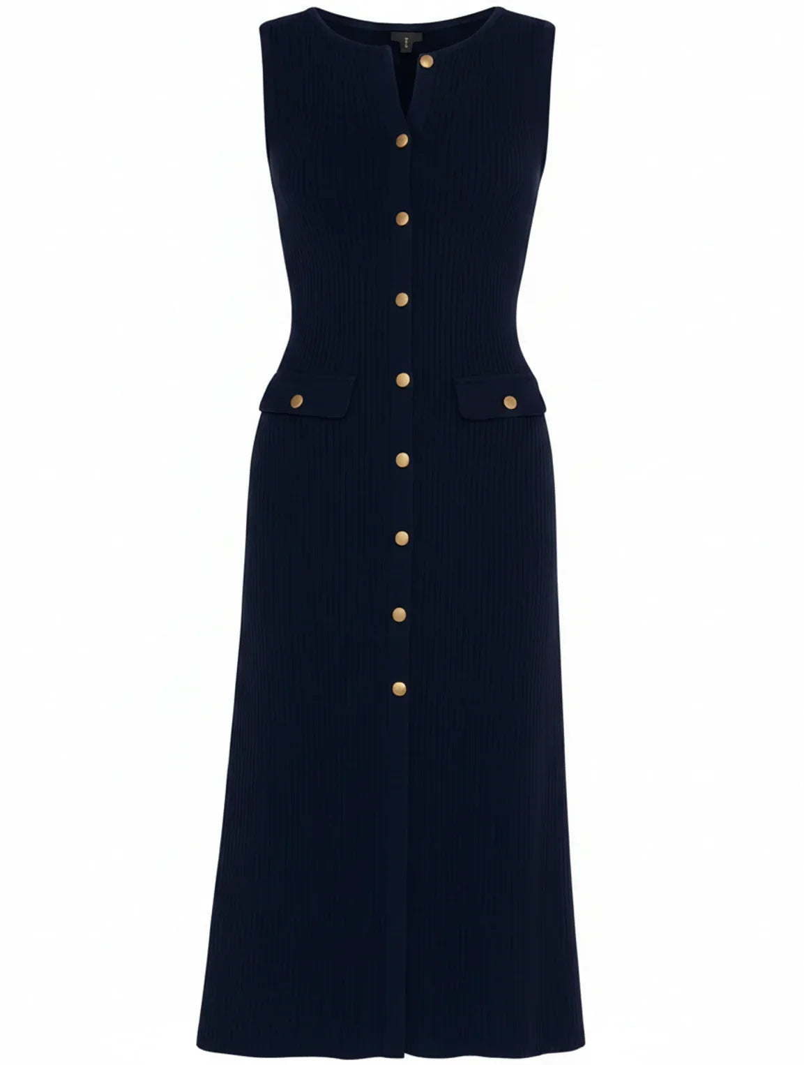 Women's A-line midi dress with a button front