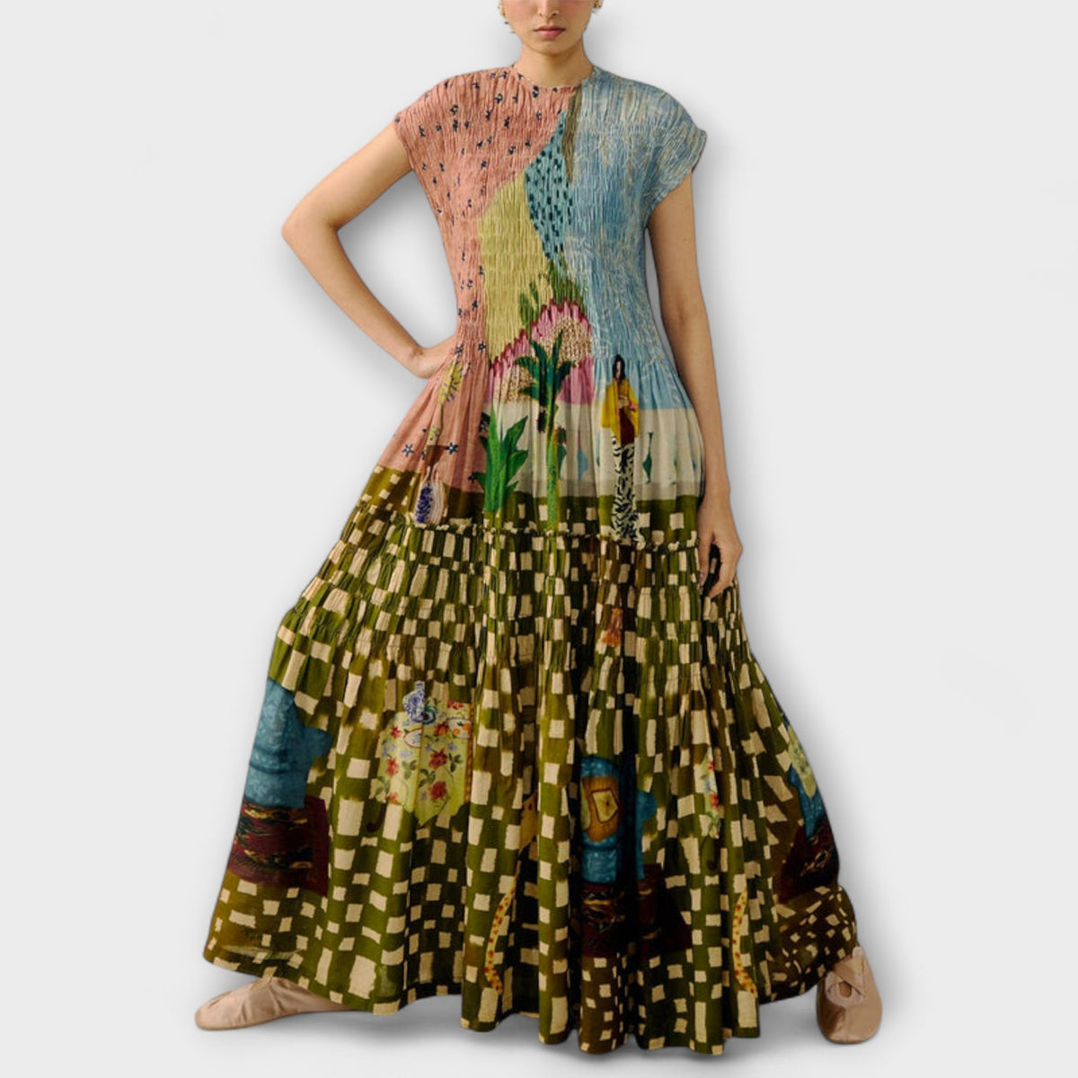 Amara Animal Print Pleated Dress for Chic Occasions