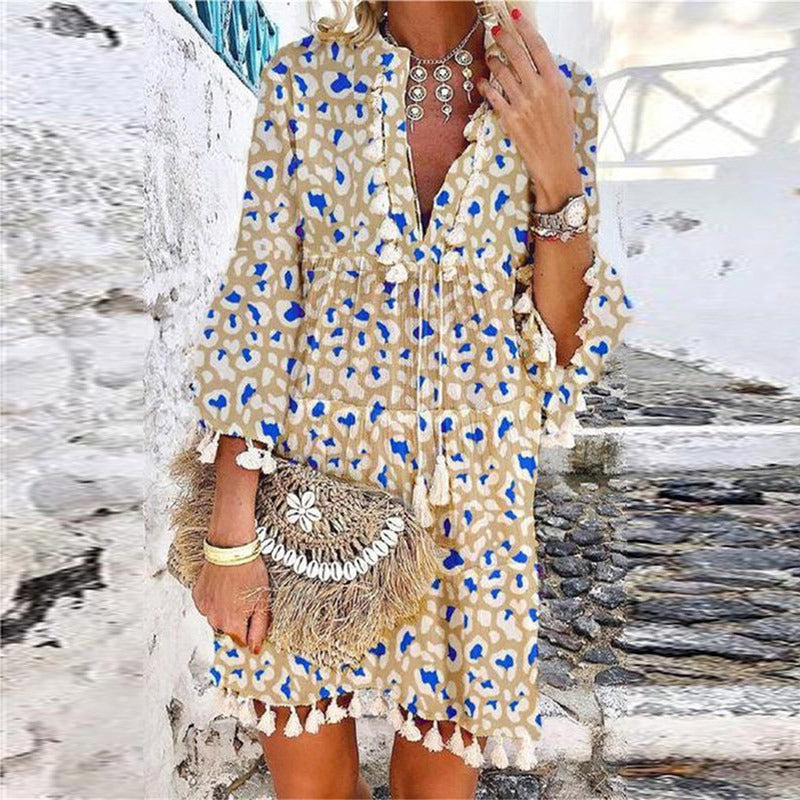 Women's mini dress with a V-neckline