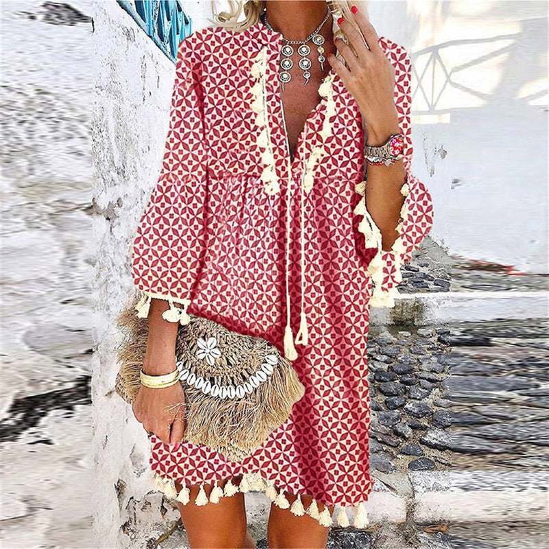 Women's mini dress with a V-neckline