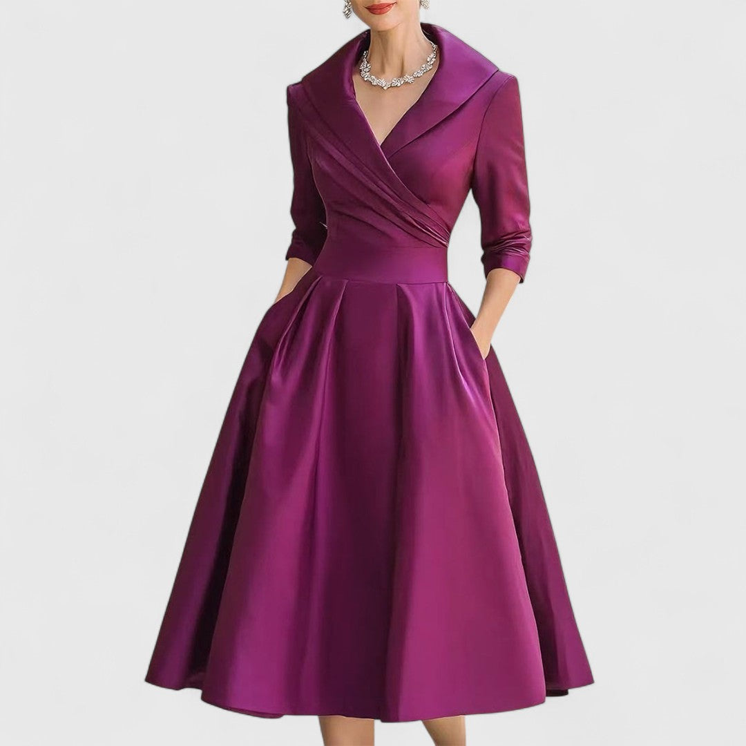 Women's midi dress with a V-neckline