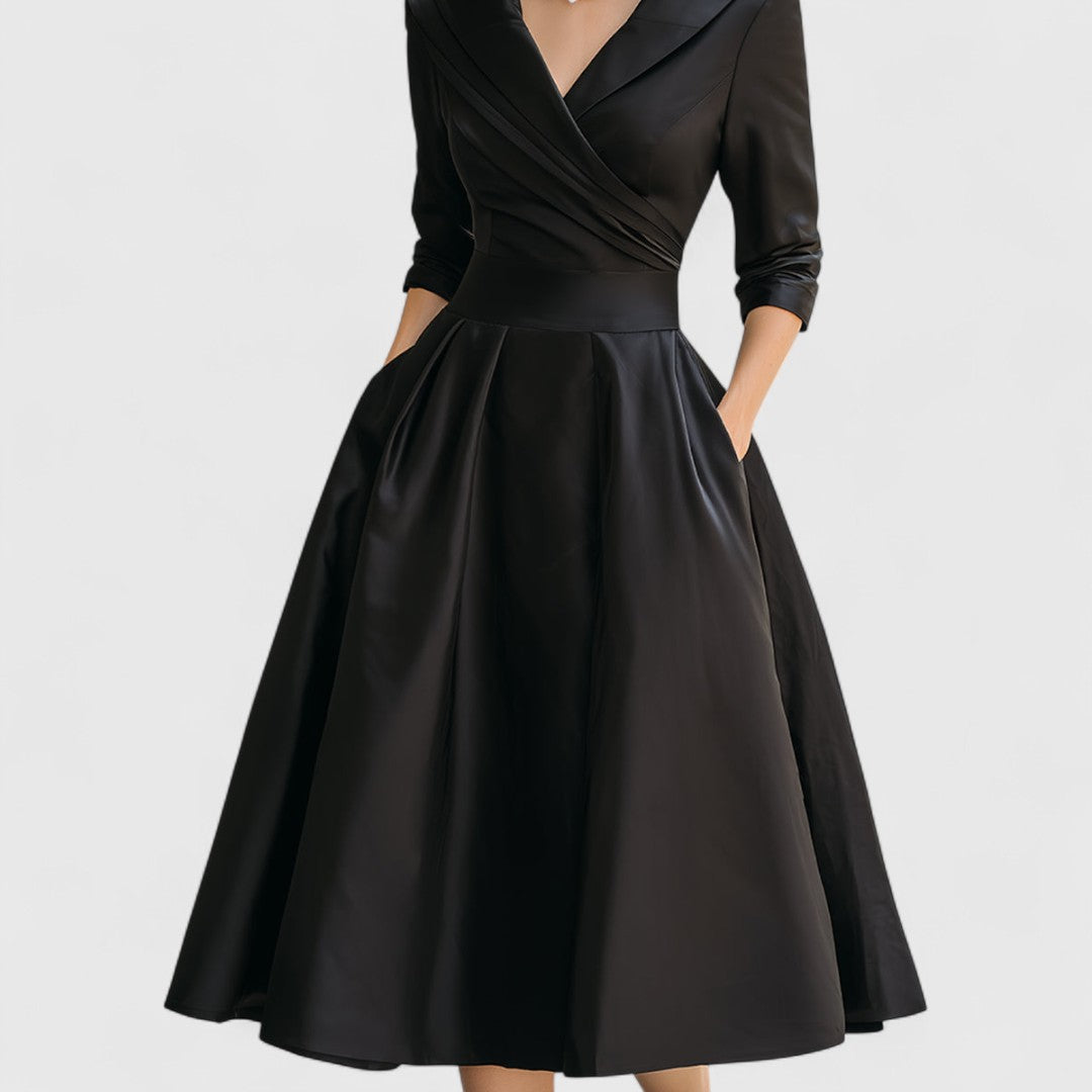 Women's midi dress with a V-neckline