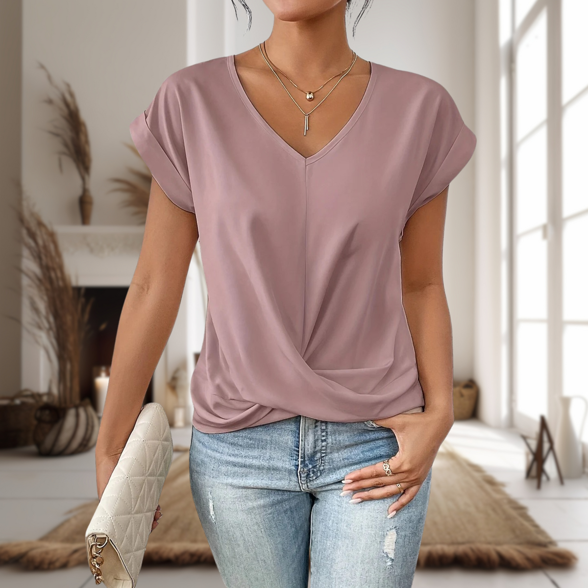 womens-casual-knit-t-shirt-with-v-neck-and-twist-hem-2